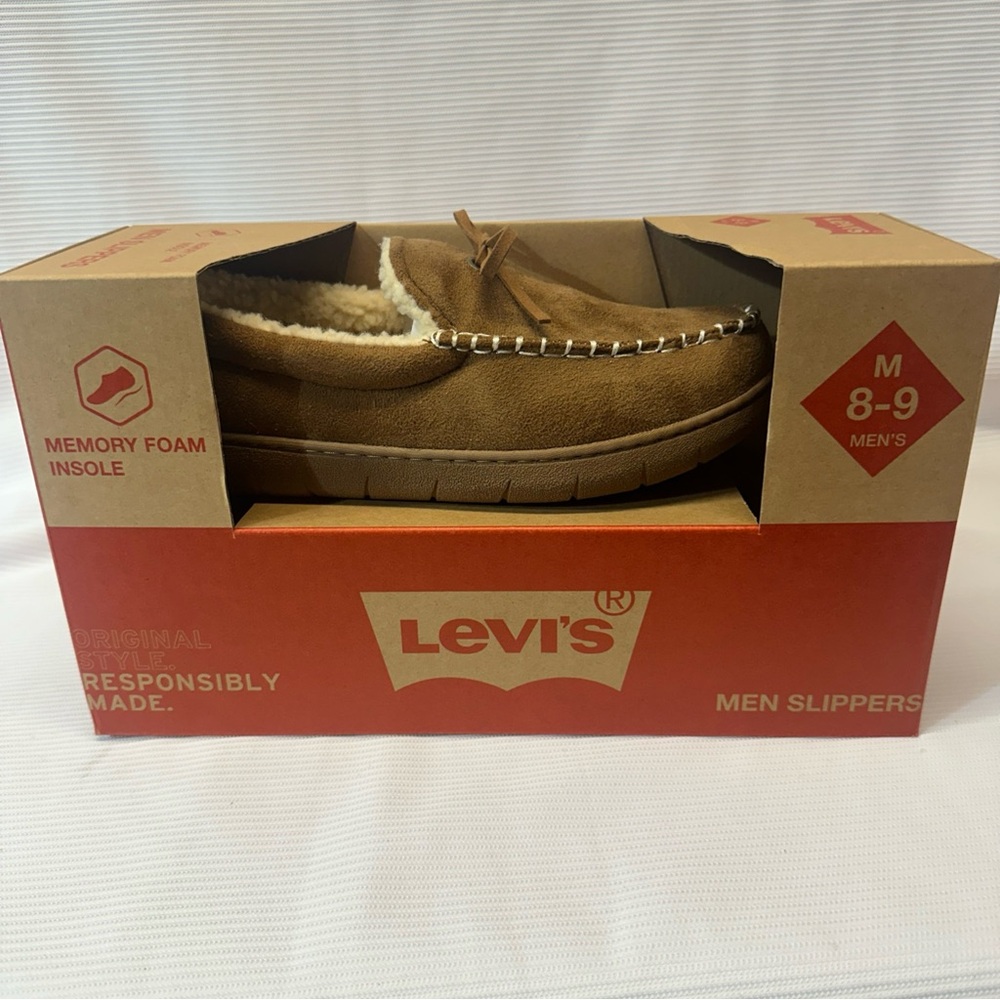 Levi's Memory Foam Insole Men's Slipper  Shoes Size 8-9  Tan